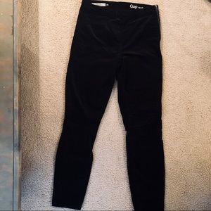 GAP Holiday black velvet side-zip leggings
